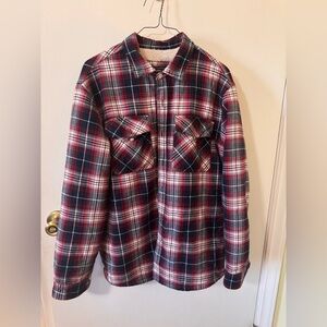 Classic Plaid Utility Jacket - Red and Black